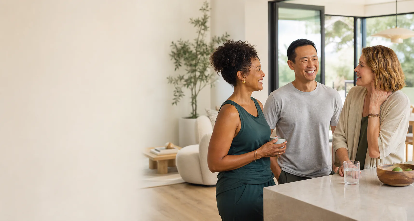 A diverse LifeNuva member community in a bright American home